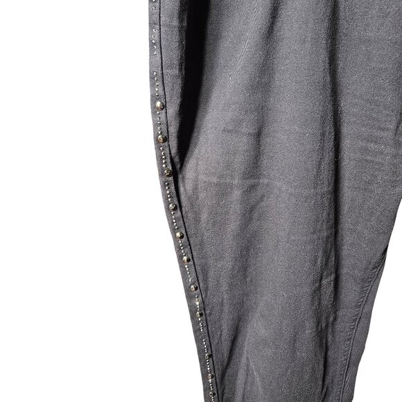 Black Denim Jeans With Rhinestone Embellishments & Zipper Ankle Detail For Women - Picture 3 of 9